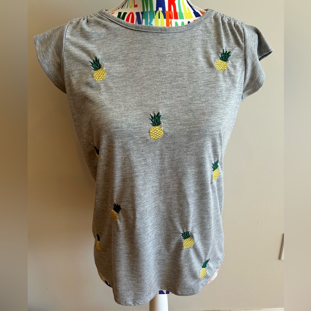 Gray Pineapple Embroidered Women's Top by Vintage Rose